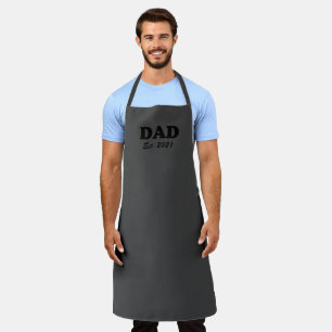 Delantal Papá Personalizado Est date carbón vegetal gris pa
