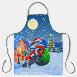 Delantal Papá Santa Claus Patineta Divertido