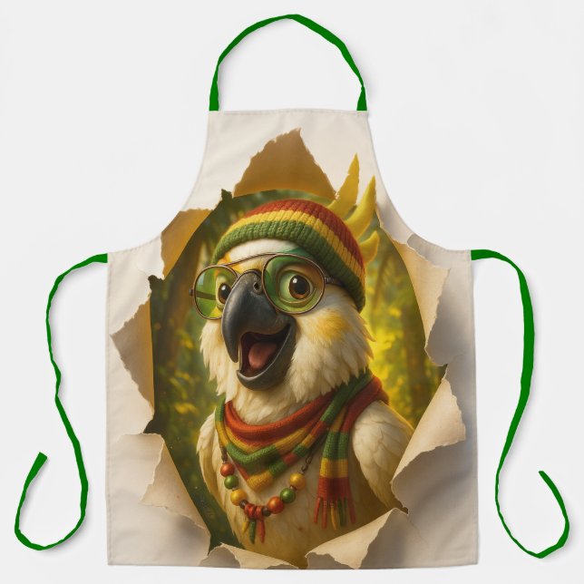 Delantal Papegaai Kookschort – Vrolijk Tropisch Design (Anverso)