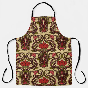 Delantal Papel de flores de estilo Art Nouveau.