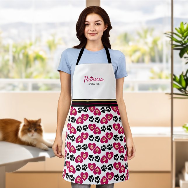 Delantal Papel de impresión de Mascota de nombres personali (Pet-Care in Style: Paw-some Personalized Paw Print Apron 🐶🐱)