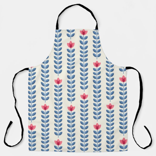 Delantal Papel de pared retro - patrón floral con sca abstr (Anverso)