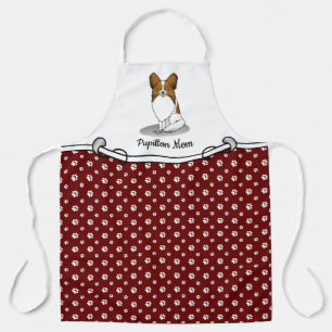 Delantal Papillon Mom Pap Mom (blanco y estable) Cute Dog M