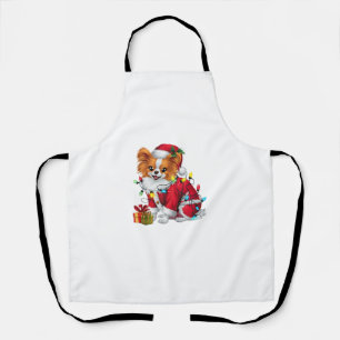 Delantal Papillon Xmas iluminando Santa Papillon Dog Christ