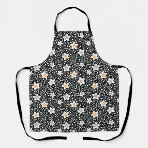 Delantal Paquetes de polka negros y blancos retro con estre