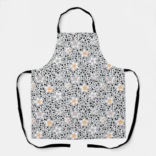 Delantal Paquetes de polka negros y blancos retro con estre