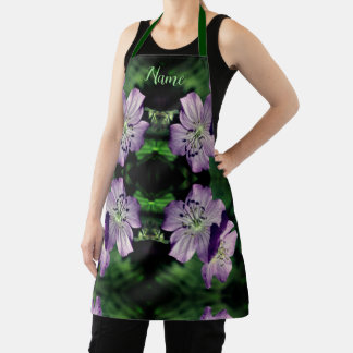 Delantal Par de flores moradas geranianas personalizado