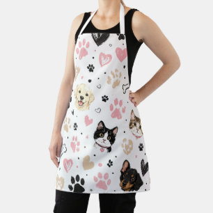 Delantal para amante de las mascotas con gatos, pe
