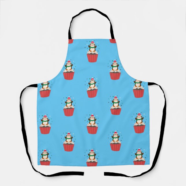Delantal para Cupcake de Pingüino de Navidad Capri (Anverso)