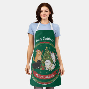 Delantal para familia de gatos en Navidad