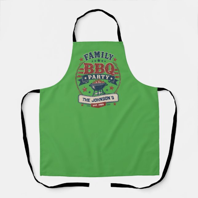 Delantal para fiesta de barbacoa familiar american (Anverso)