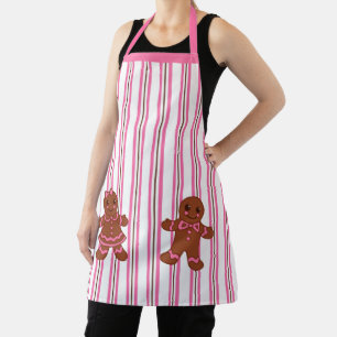 Delantal para hornear galletas de jengibre rosadas