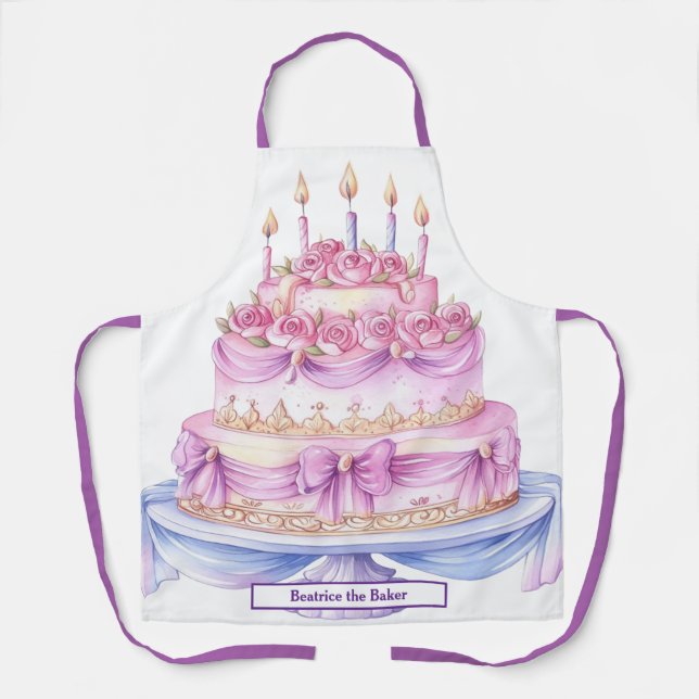 Delantal para hornear pastel de cumpleaños con nom (Anverso)