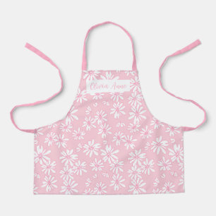 Delantal para niñas con flores de margarita rosa l
