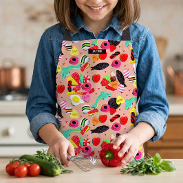 Delantal para niños con corazones de caramelo dulc