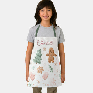 Delantal para niños con patrón de Navidad Kawaii  