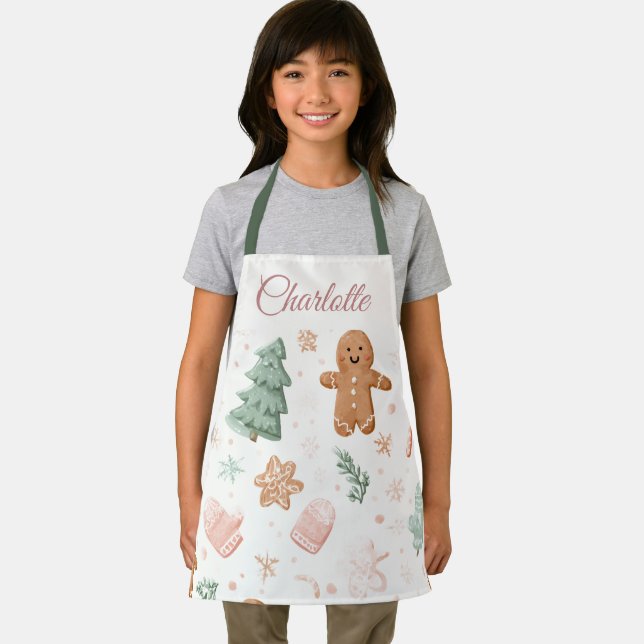 Delantal para niños con patrón de Navidad Kawaii | (in situ)
