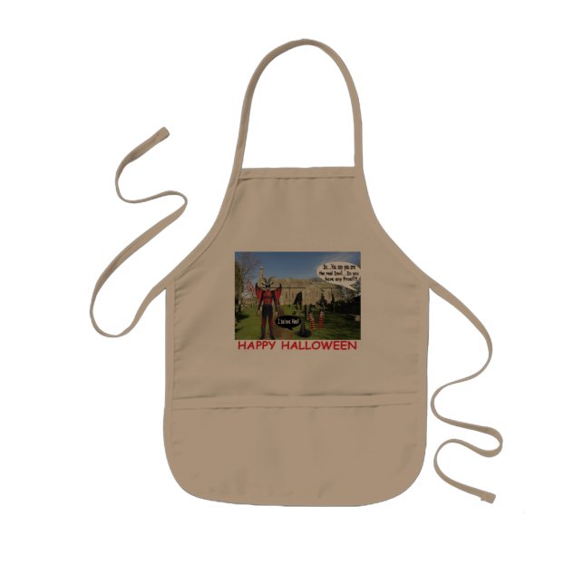 delantal para niños. Feliz Halloween, gato brujo (Frente)