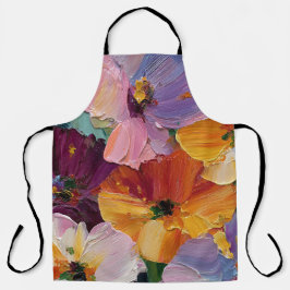 Delantal para Pintura Floral con Impasto Vibrante