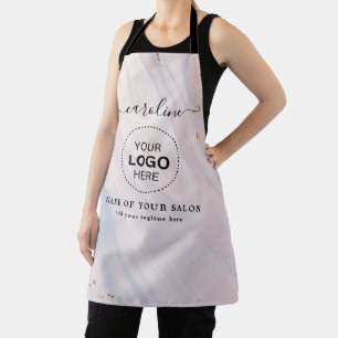 Delantal para salón de belleza con nombre y logoti