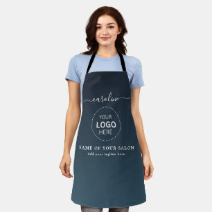 Delantal para salón de belleza con nombre y logoti
