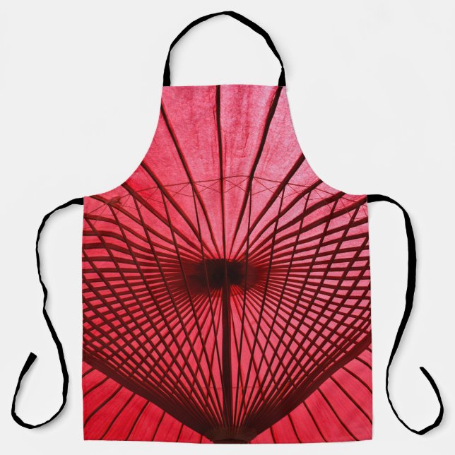 Delantal Paraguas de papel de aceite rojo (Anverso)