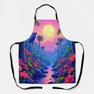 Delantal Paraíso de loro azul de la luna selva