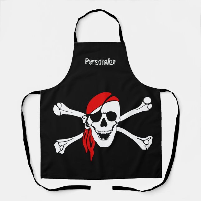 Delantal Parche de ojos de esqueleto Pirata Skull & Bones (Anverso)