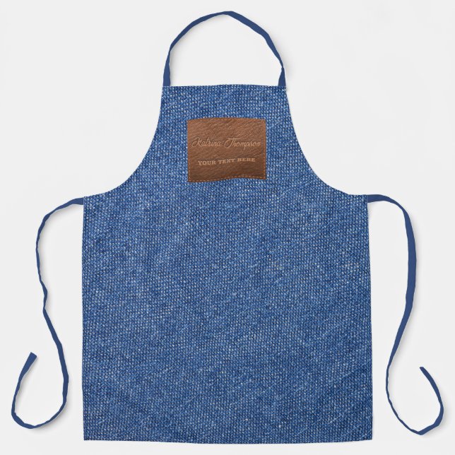 Delantal Parche moderno de cuero textil de denim azul oscur (Anverso)