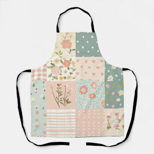 Delantal Parche vintage de jardín en rosa polvoriento y lav