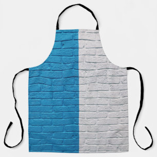Delantal Pared pintada de azul y blanco
