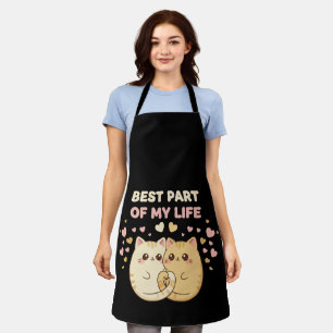 Delantal Pareja de gatos Kawaii lindos enamorados La mejo