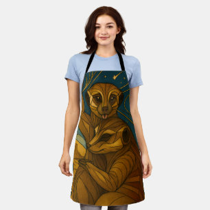 Delantal Pareja De Meerkat Estilizada Bajo Cielo Estelar
