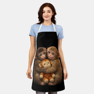 Delantal Pareja de monos lindos abrazándose Arte de peluche