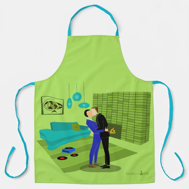 Delantal Pareja gay retro enamorada (Anverso)