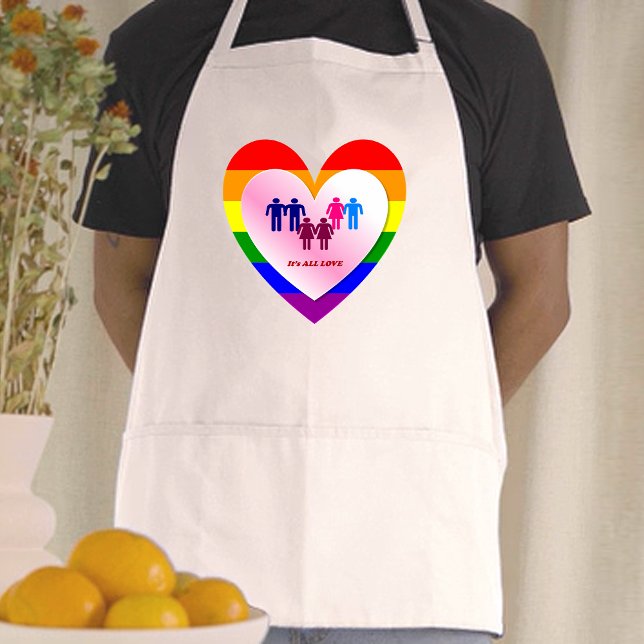 Delantal Parejas dentro del corazón del Orgullo de Amor (Couples Inside the All Love Pride Heart Adult Apron)
