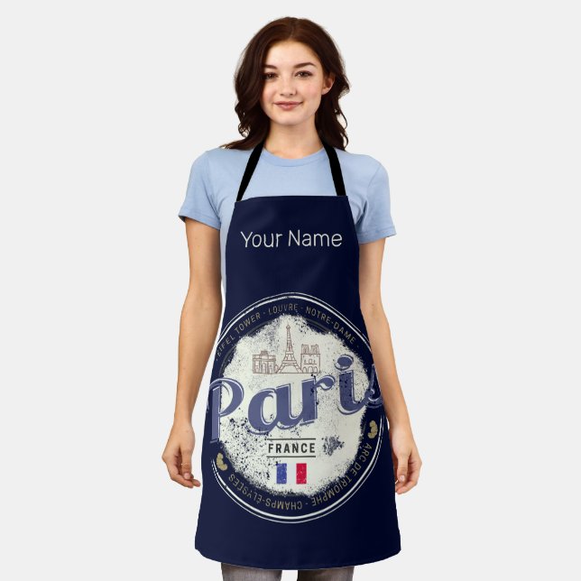 Delantal París Capital Francia Torre Eiffel Recuerdo Antigu (Gastado)