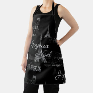 Delantal Paris Joyeux Noel Navidades Black Apron