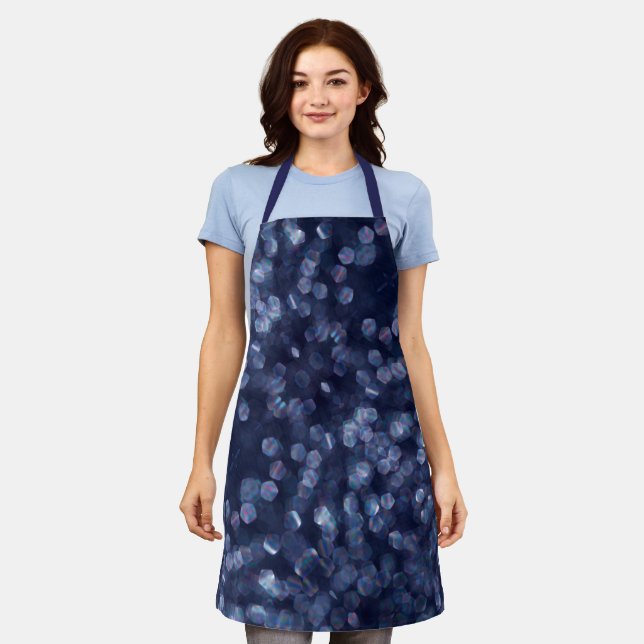 Delantal Parkle azul Bokeh Luces Apron (Gastado)