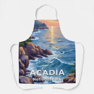Delantal Parque Nacional Acadia Pintura de Maine Arte de