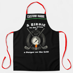Delantal Parrilla BBQ de hamburguesa verde de Birdie person