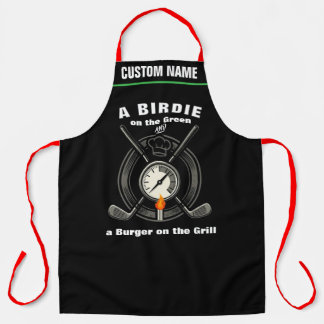 Delantal Parrilla BBQ de hamburguesa verde de Birdie person