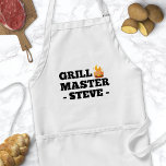 Delantal Parrilla Master Personalizado Nombre Apron Para Ho<br><div class="desc">Apron Nombre Personalizado Del Maestro De Parrilladas Para Hombres. Divertido patrón de parrilladas bbq para hombres. Personalice este diseño personalizado con su propio nombre o texto.</div>