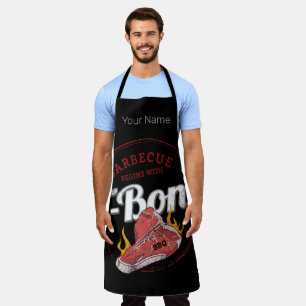 Delantal Parrillada de carne de hueso T barbacoa Vintage BB