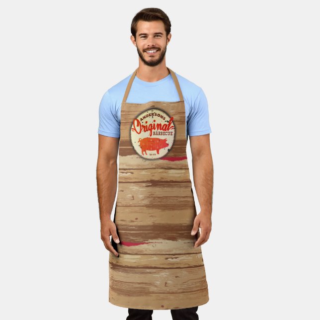 Delantal Parrillada de cerdo barbacoa carne cocina personal (Gastado)