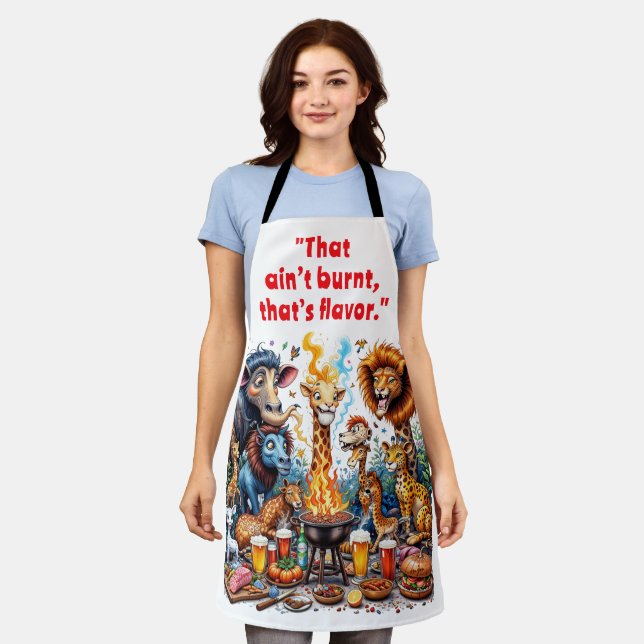 Delantal Parrillada León Jirafa Elefante Tigre Safari Anima (Gastado)