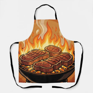 Delantal Parrillas de bistecs llamas de barbacoa