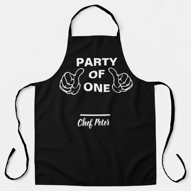 Delantal Party Of One Chef Apron - Funny Custom Kitchen Gif (Anverso)