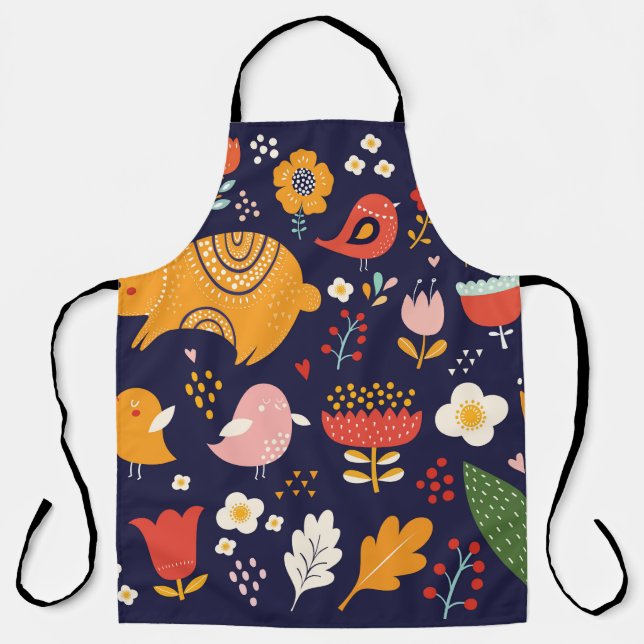Delantal Pascua de primavera: flores, colección de conejito (Anverso)