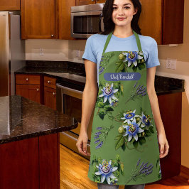 Delantal Pasionario Sage Green Floral Personalizado Bib